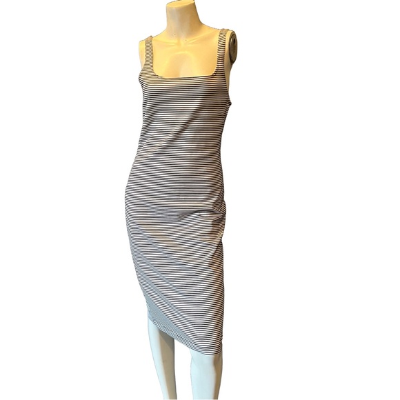 zara trafaluc bodycon dress black white horizontal stripe size large - Picture 1 of 7